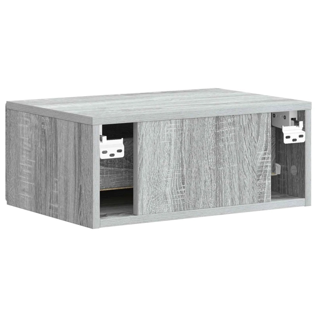 Set di 2 Comodini | Armadio da Notte | Mobiletto da notte a muro Grigio Sonoma 49 x 34,5 x 20 cm