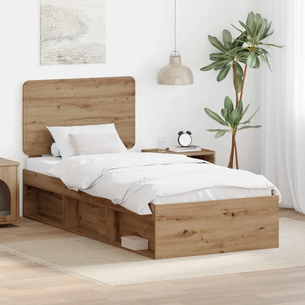 Letto singolo | Letto per adulti | Struttura del letto con testiera Rovere Artigianale 90 x 190 cm