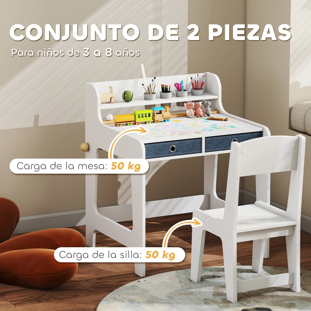 Scrivania bambini con sedia e cassetti ¨C zephmum ¨C 62.8x55.6x73.8 cm