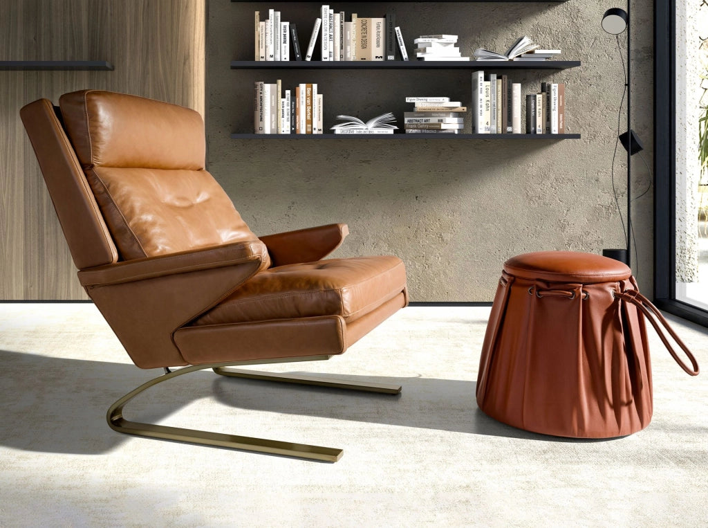 Poltrona in pelle Camel