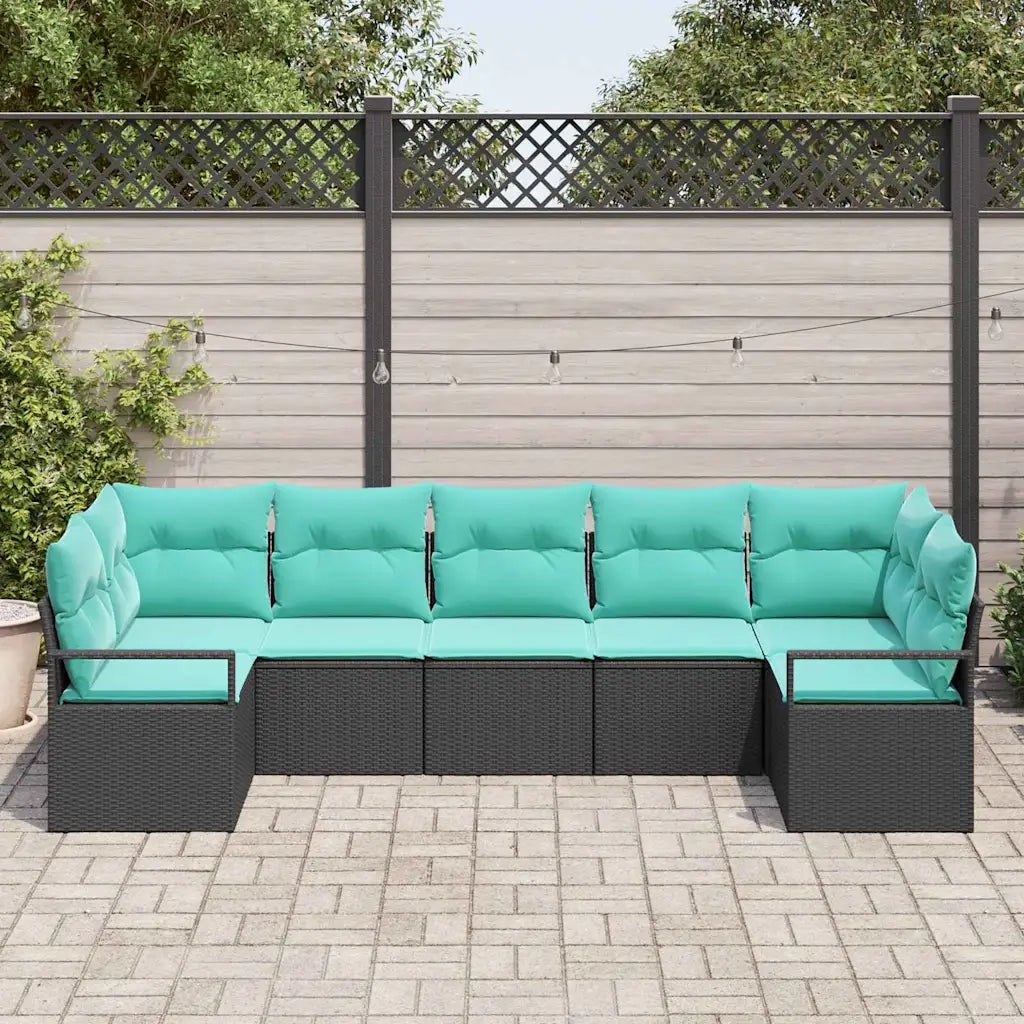 Set di divani con cuscino 7 pcs Nero polyrattan 3346536