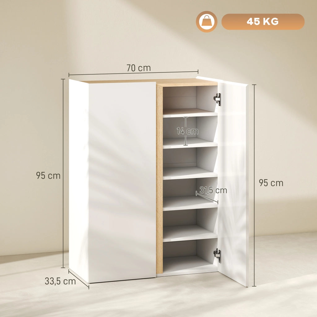 Scarpiera 6 Ripiani con Ante Soft-Close ¨C zephmum ¨C Legno Bianco 80x30x100