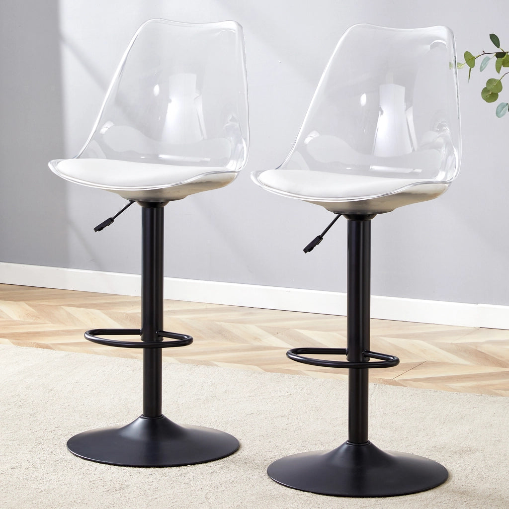 SGABELLO BAR trasparente regolabile 60-80 cm nero in metallo e plastica