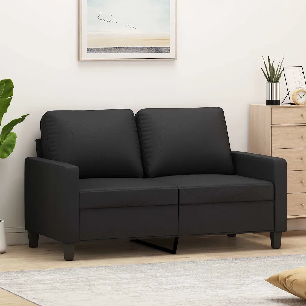 Divano a 2 Posti-Sofa 2 Posti Nero 120 cm in Similpelle 184329