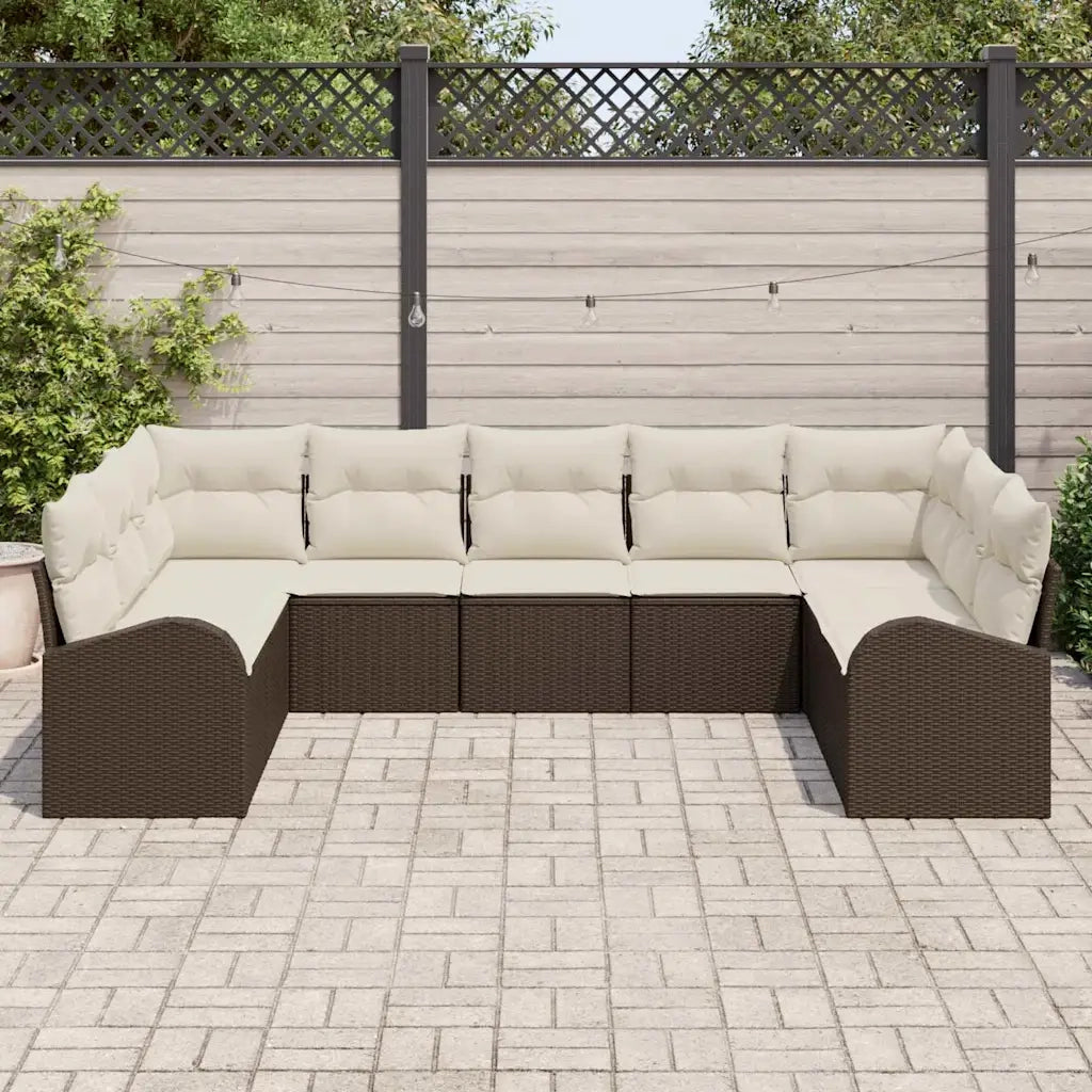 Set di divani con cuscino 9 pcs Marrone Rattan in Polipropilene