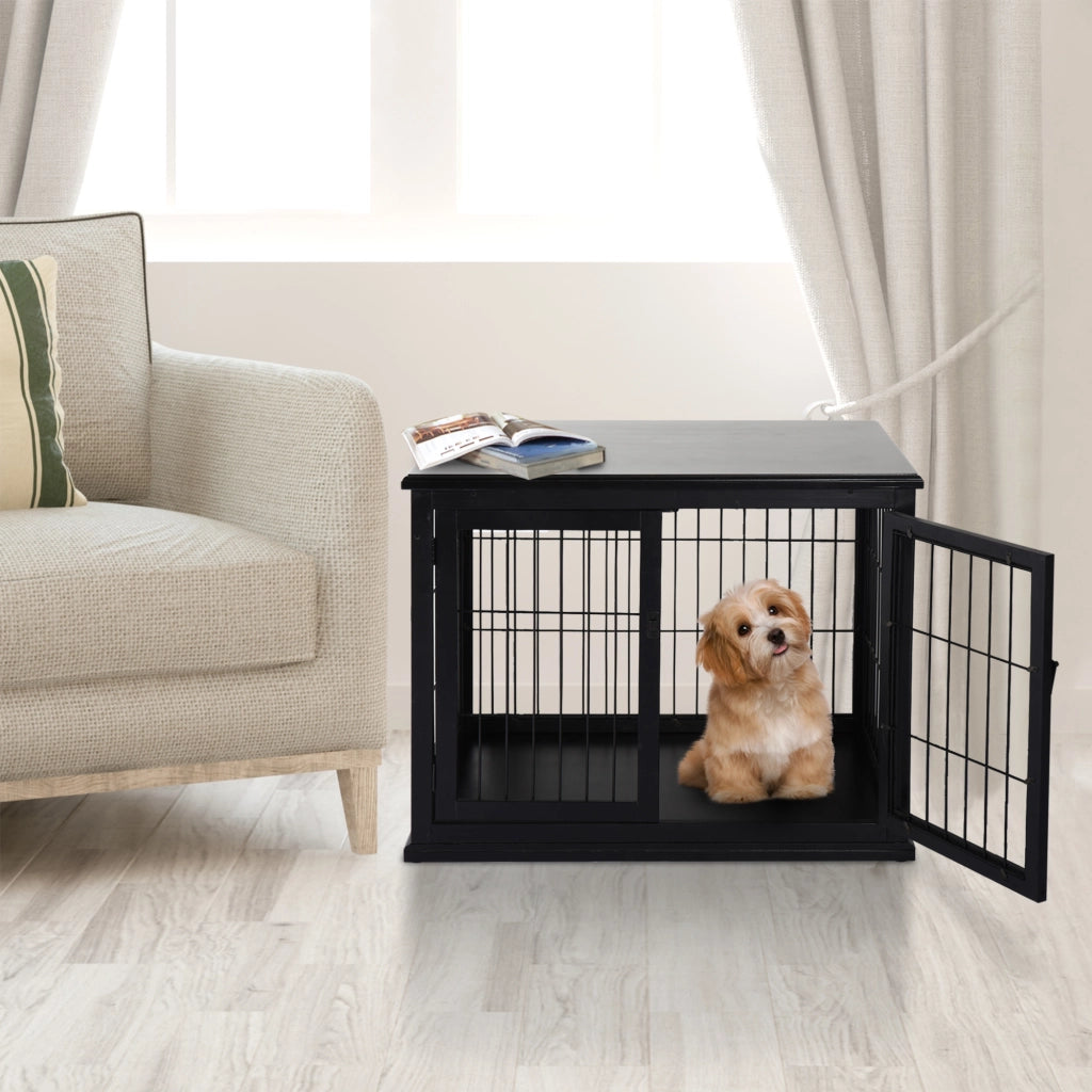 Gabbia per cani in legno MDF ¨C Minimal ¨C 81x58x66 cm nero