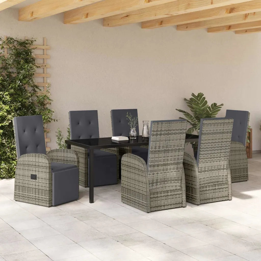 Set da Pranzo per Giardino con cuscino 7 pcs Grigio polyrattan 3379490