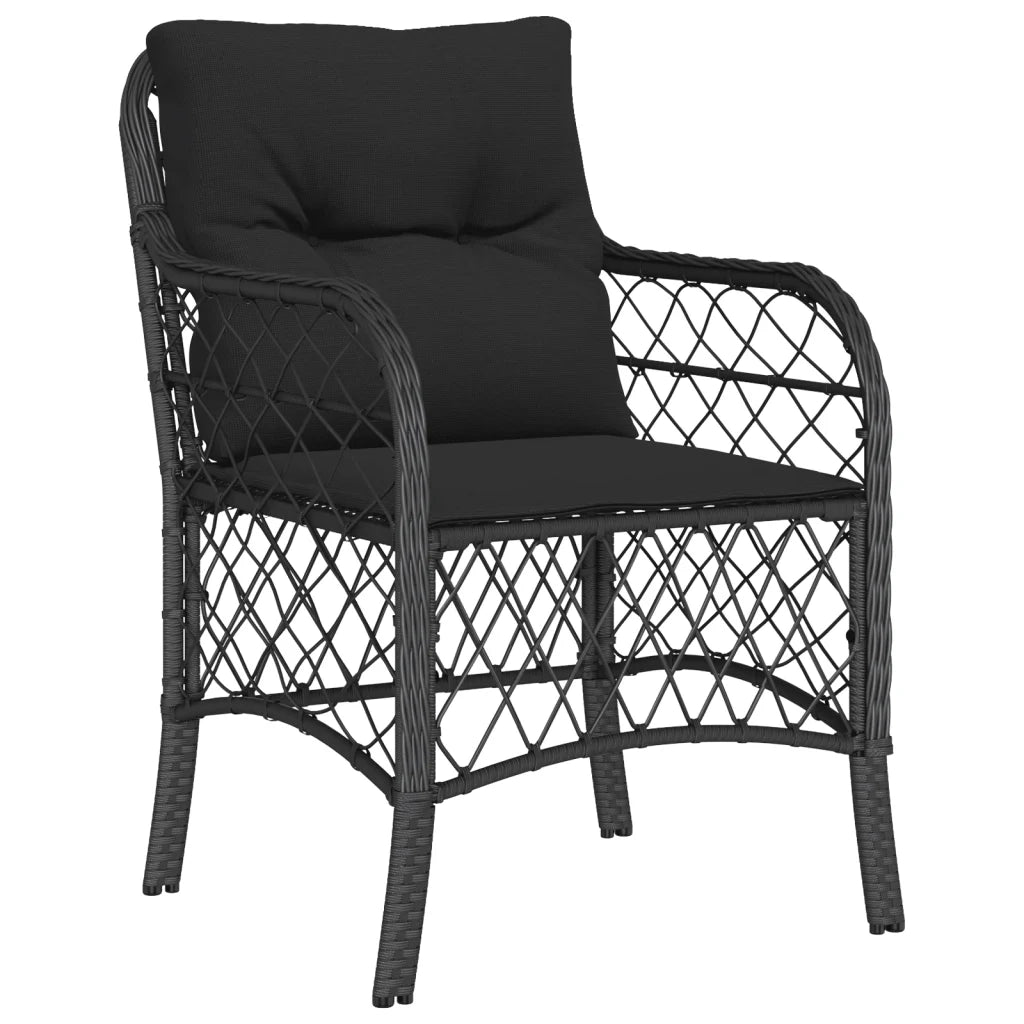 Set da Bistrò 3 pz con Cuscini Nero in Polyrattan