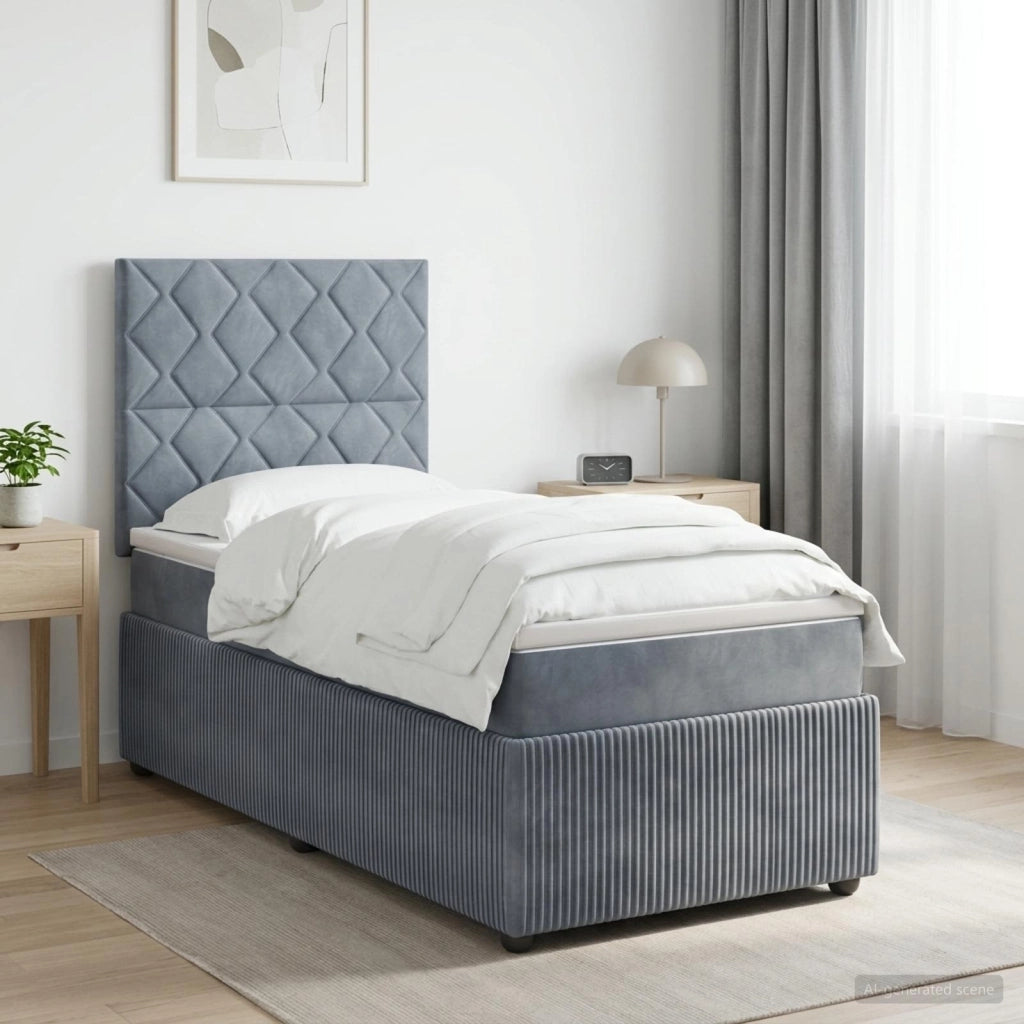 Letto box spring con materasso Grigio Scuro 90 x 190 cm Velluto 3454518