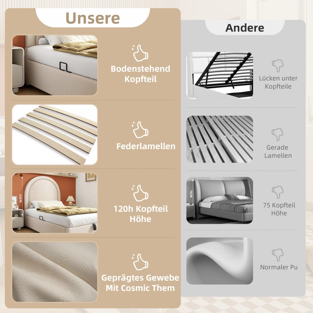 letto singolo pu beige 90 x 200 cm