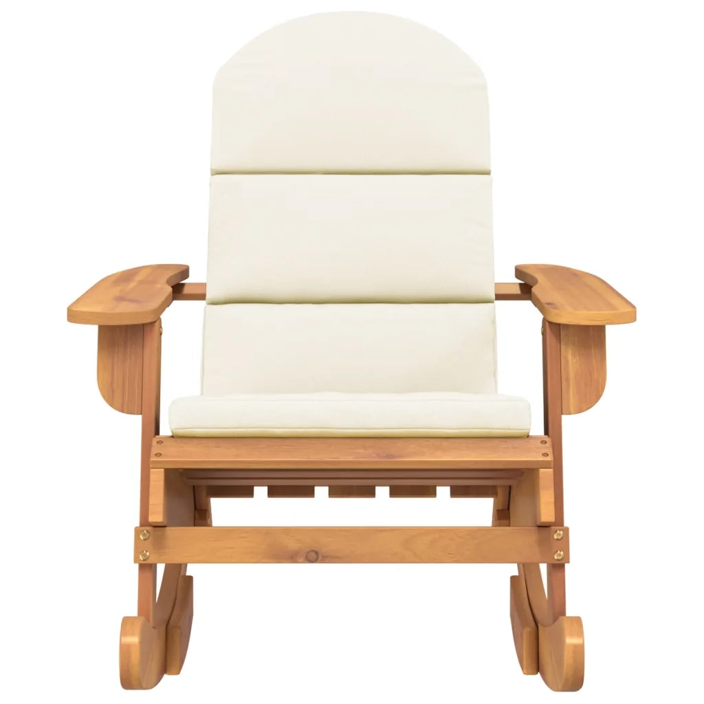 Sedia a Dondolo | Sedia da Giardino | Sedie da Esterno Adirondack con Cuscini Legno Massello di Acacia