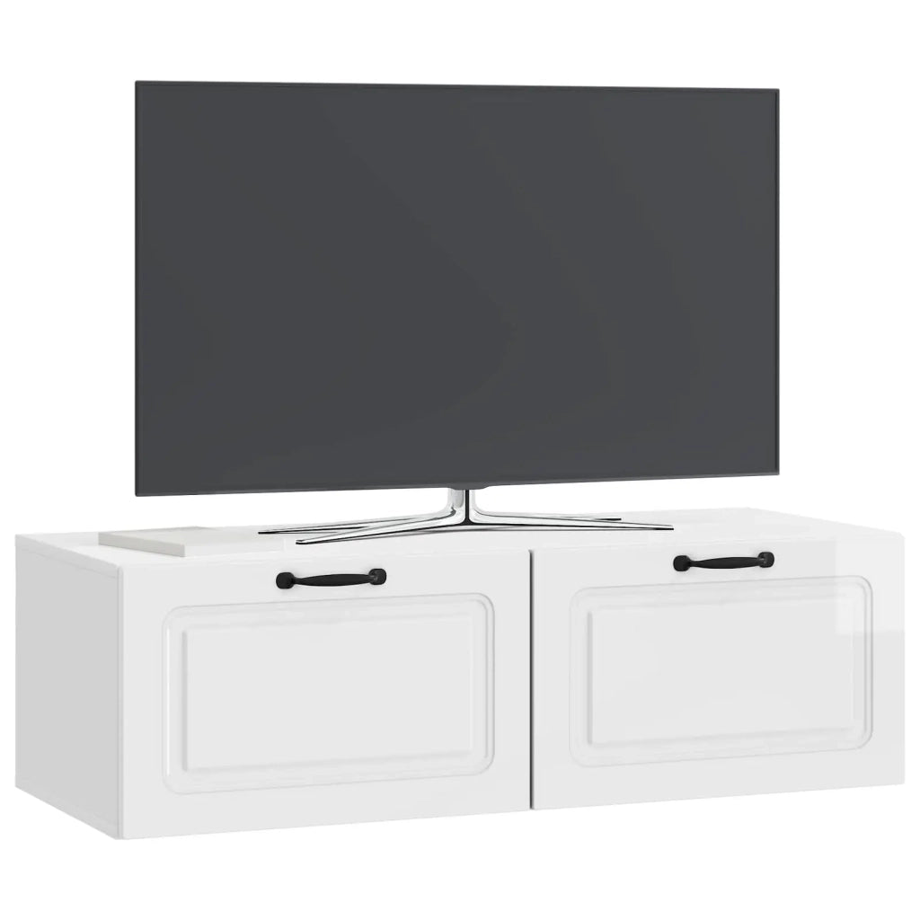 Mobile TV da Muro | Armadietto TV | Mobile Porta TV Bianco Lucido 98 x 41 x 30 cm