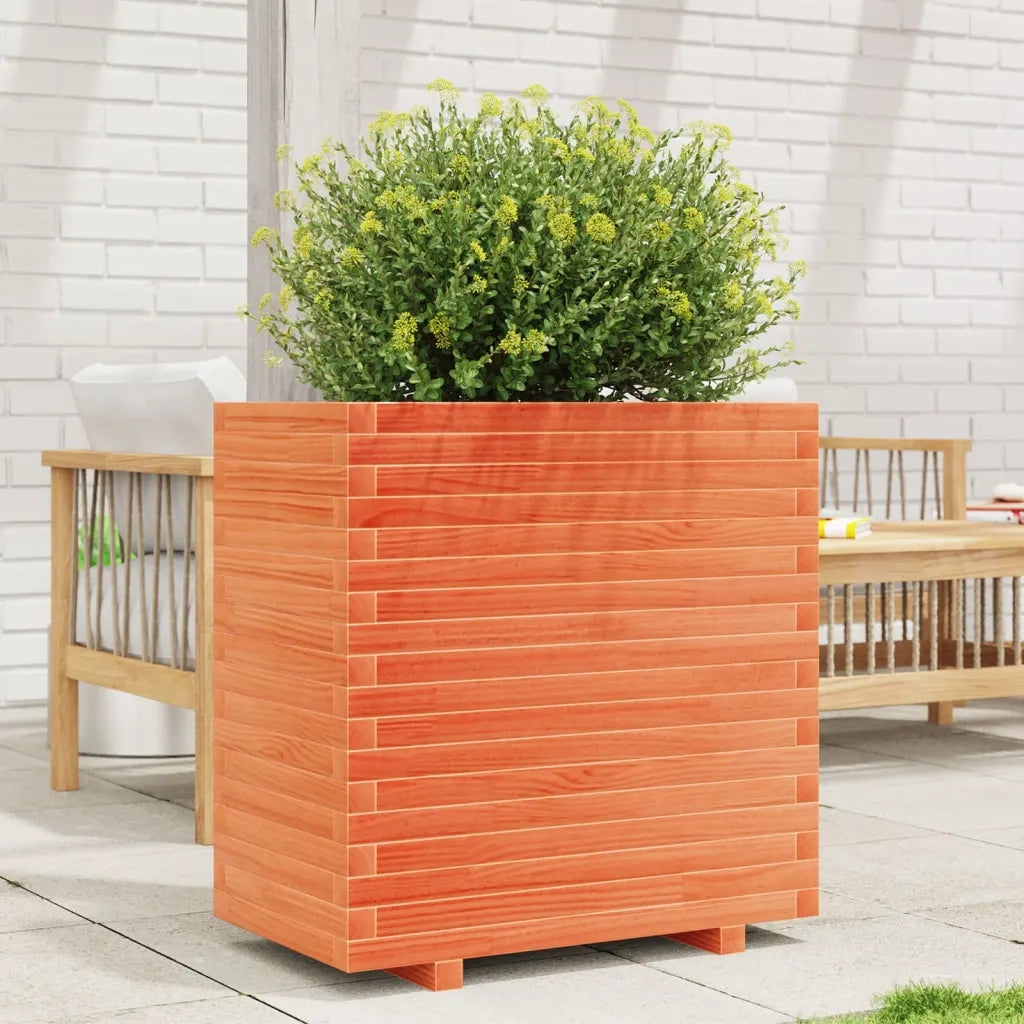 Fioriera | Cassetta per fiori | Vaso Giardino Marrone Cera 70x40x72,5cm Legno Massello Pino