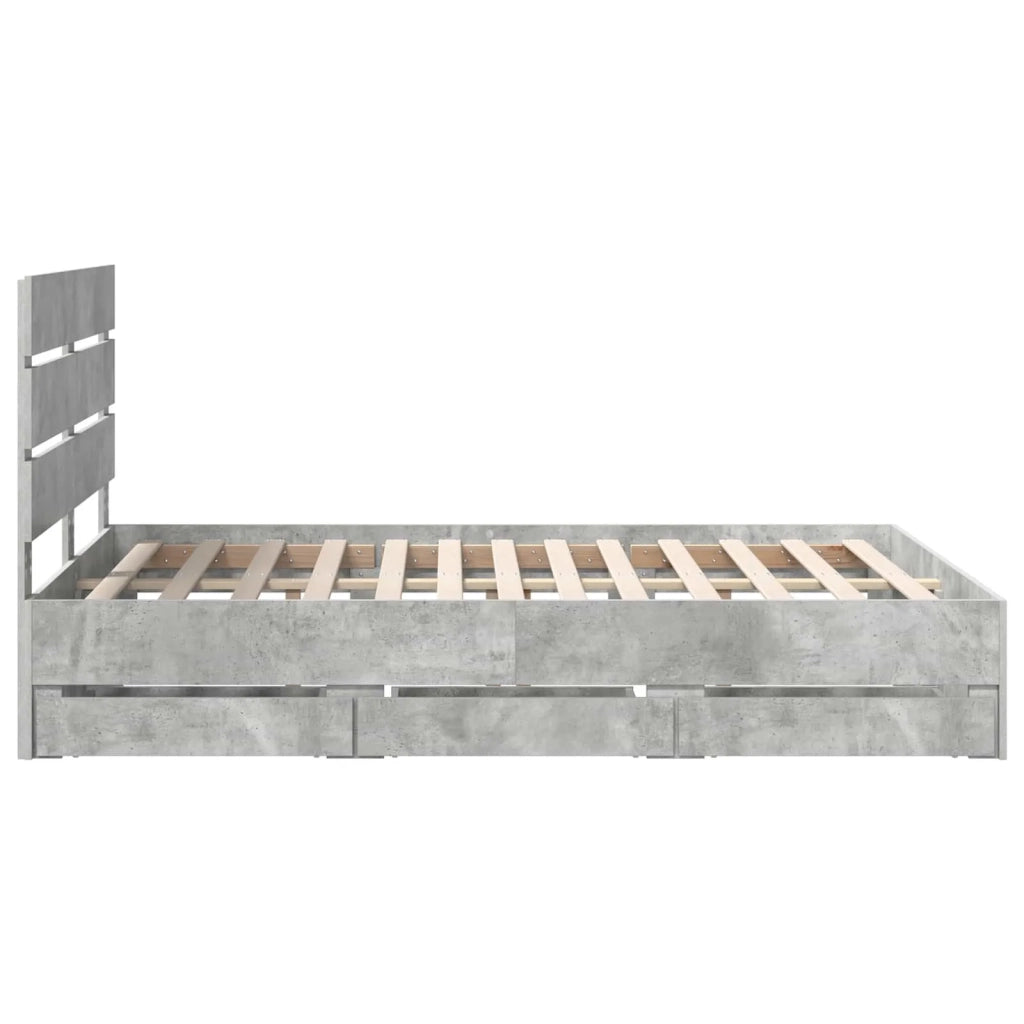 Struttura del letto con cassetto-Giroletto con contenitore-Rete del Letto Grigio cemento 140 x 200 cm 541016