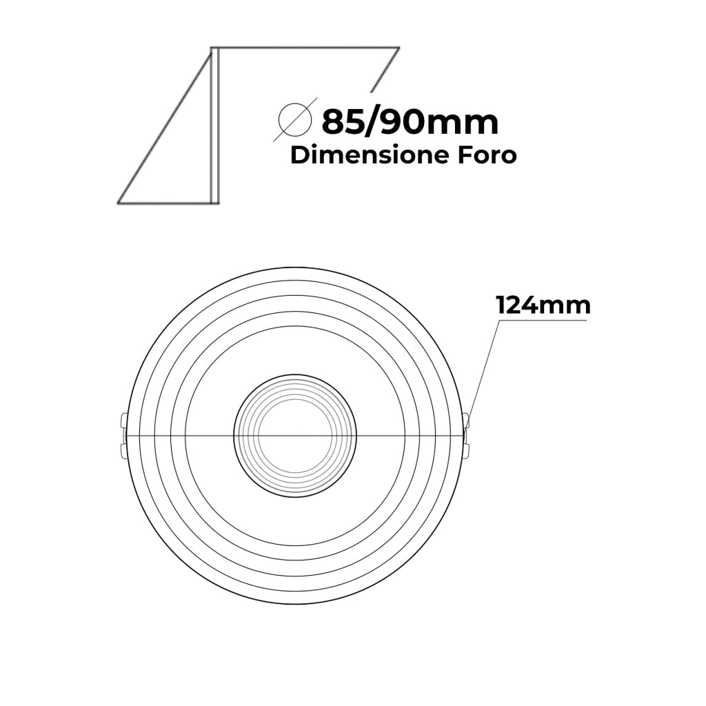 PORTAFARETTO GU10 TONDO DA INCASSO IN GESSO BIANCO VERNICIABILE - DESIGN ELEGANTE PER CONTROSOFFITTI MODERNI