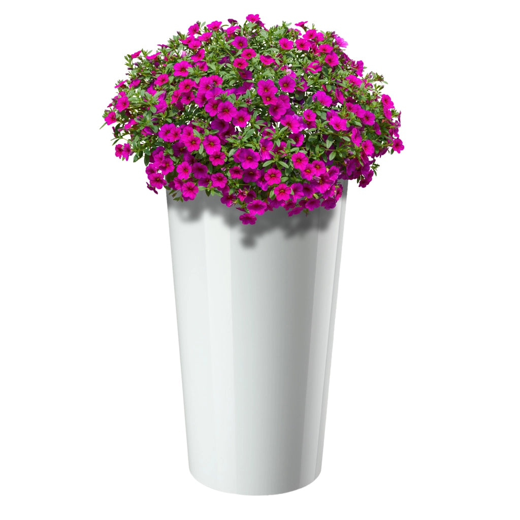 Vaso da fiori KADAX 36 cm con coperchio e inserto, in plastica bianca.