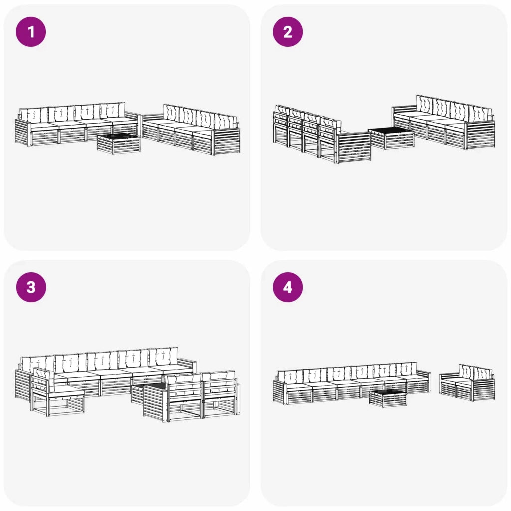 Set di divani da esterno con cuscino 9 pcs Naturale e Beige 3373228