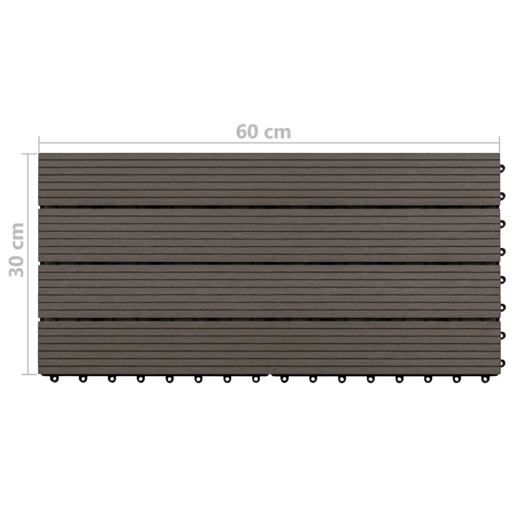 Piastrella per Decking 6 pcs Marrone Scuro 60 x 30 cm WPC 42046686