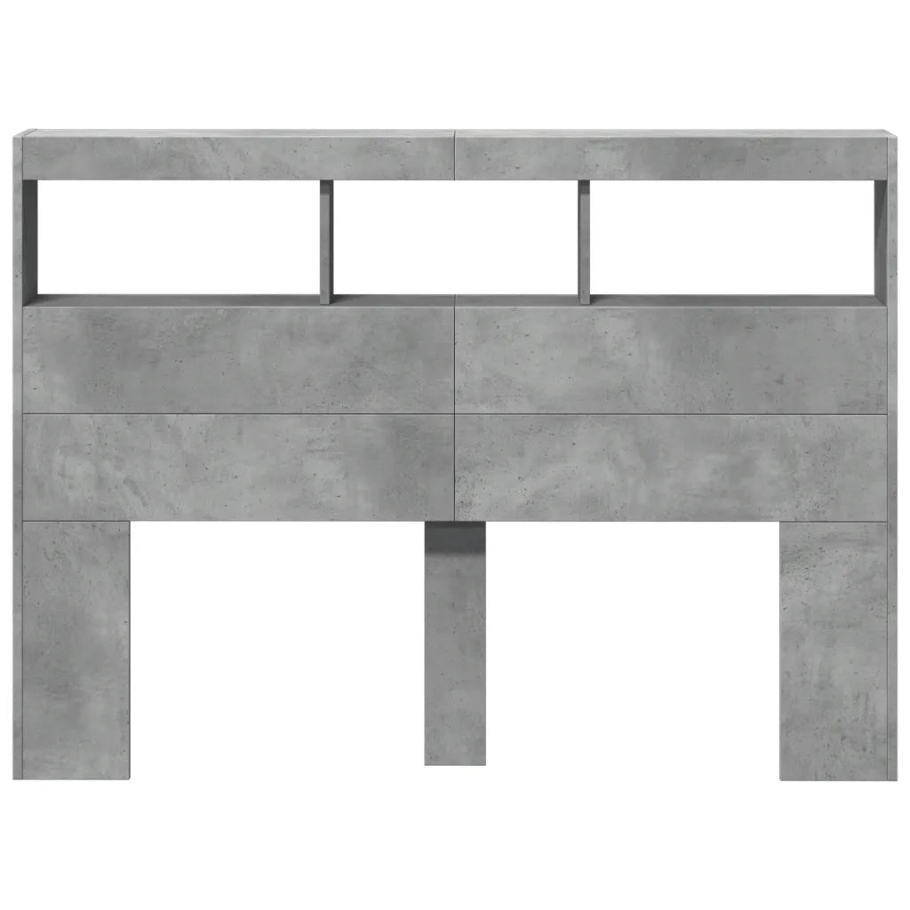 Testiera | Testata con Contenitore a LED Grigio Cemento 140x17x102 cm