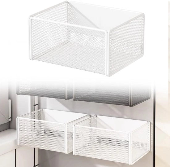 Organizzatore magnetico per cucina - Raccoglitore magnetico - Contenitore di archiviazione magnetico - Supporto metallico - Facile da installare - Adatto per superfici magnetiche - Contenitore di archiviazione magnetico