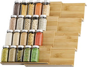 Set di 8 organizzatori per spezie per cassetto - Organizzatore per spezie per cassetto sistema di stoccaggio da 30 cm a 60 cm estendibile - Per cassetta della cucina mobile (naturale)