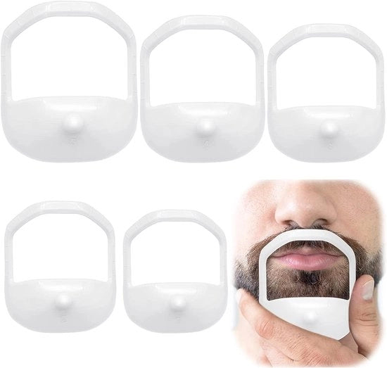 Kit di stampe per barba 5 pezzi - Forme di barba trasparenti - Stampo per barba - Modelli per styling - Materiale ABS - Ideale per uso domestico - Accessori per barba