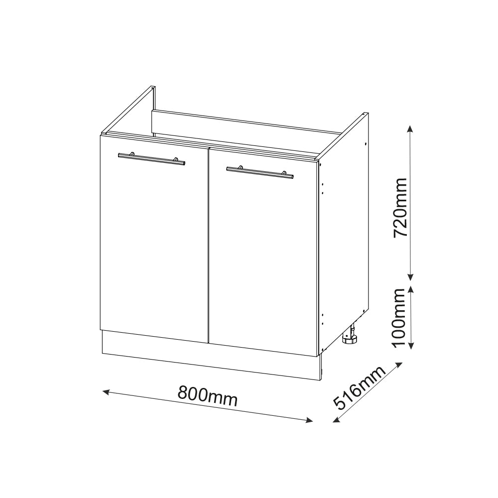 Mobile lavello cucina Fame-Line Antracite lucido/Rovere dorato 80 cm, PL Marmo Vicco