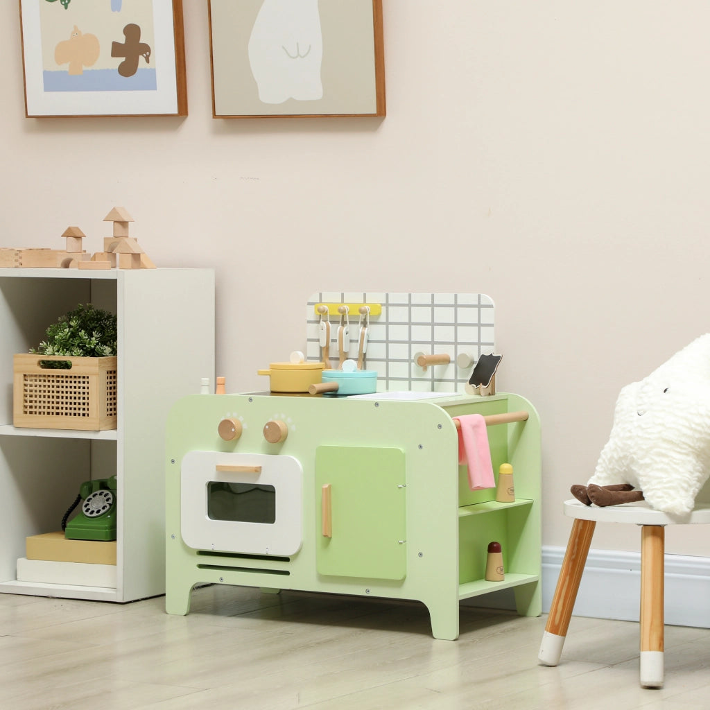 Cucina giocattolo per bambini con accessori ¨C Zephmum ¨C MDF, verde, 40 cm
