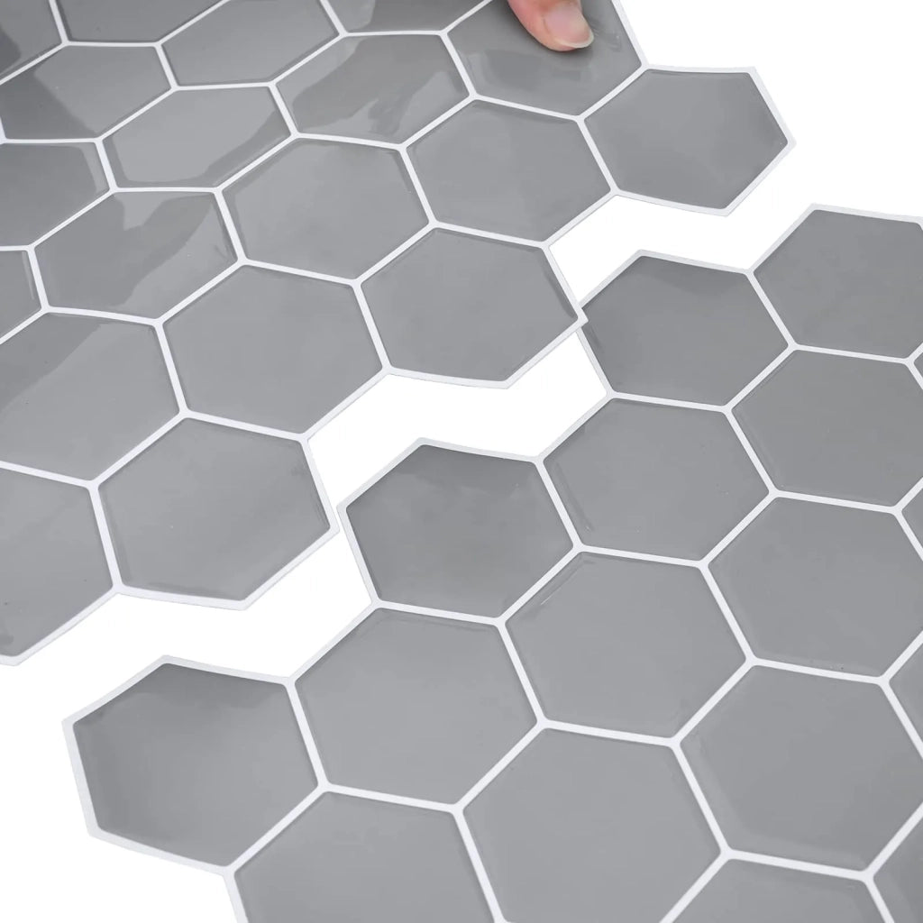 Piastrella Esagonale 20 pcs Grigio 30 x 30 cm Poliuretano e PET 42046229