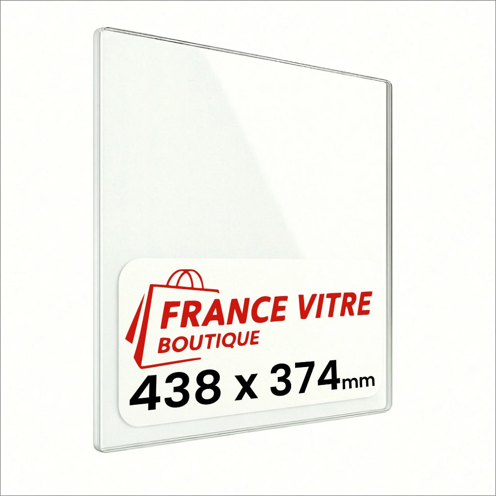 438 x 374 x 4 mm - Vetro per stufa a legna - vetro camino di ricambio - vetro per caminetto resistente al fuoco - France Vitre