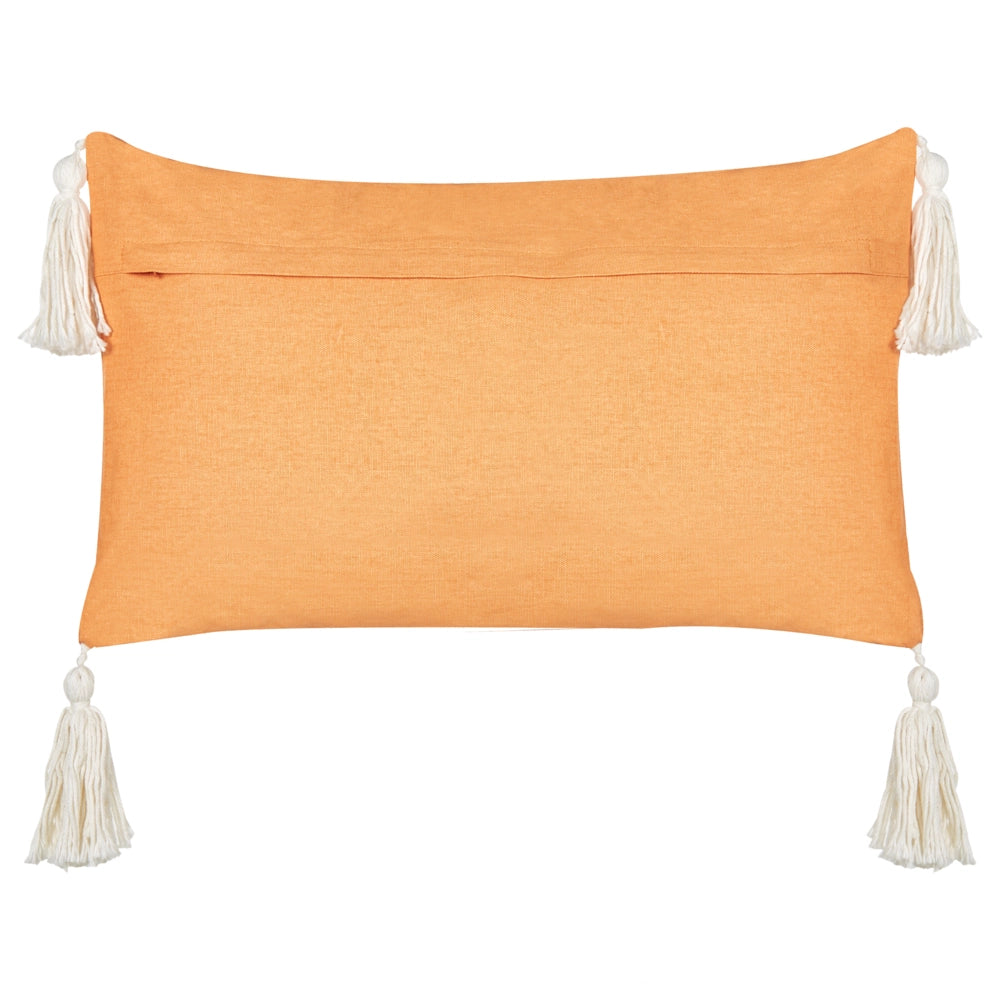 Set di 2 cuscini decorativi in cotone velluto con motivo natalizio e nappe arancione 30 x 50 cm soggiorno camera da letto
