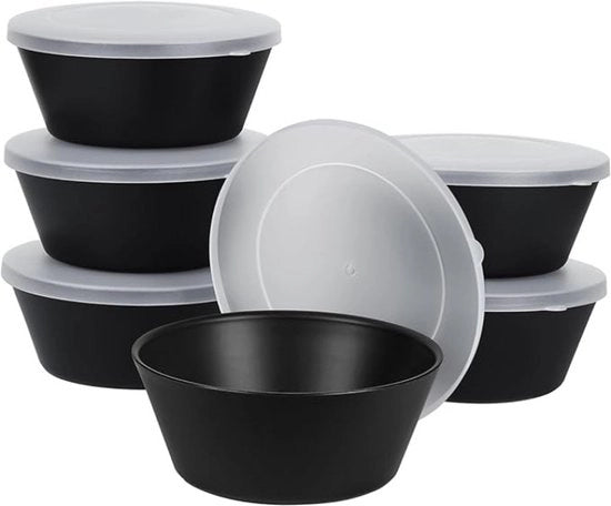 Muesli senza frammenti con coperchi - 6 pezzi - 750 ml - nero