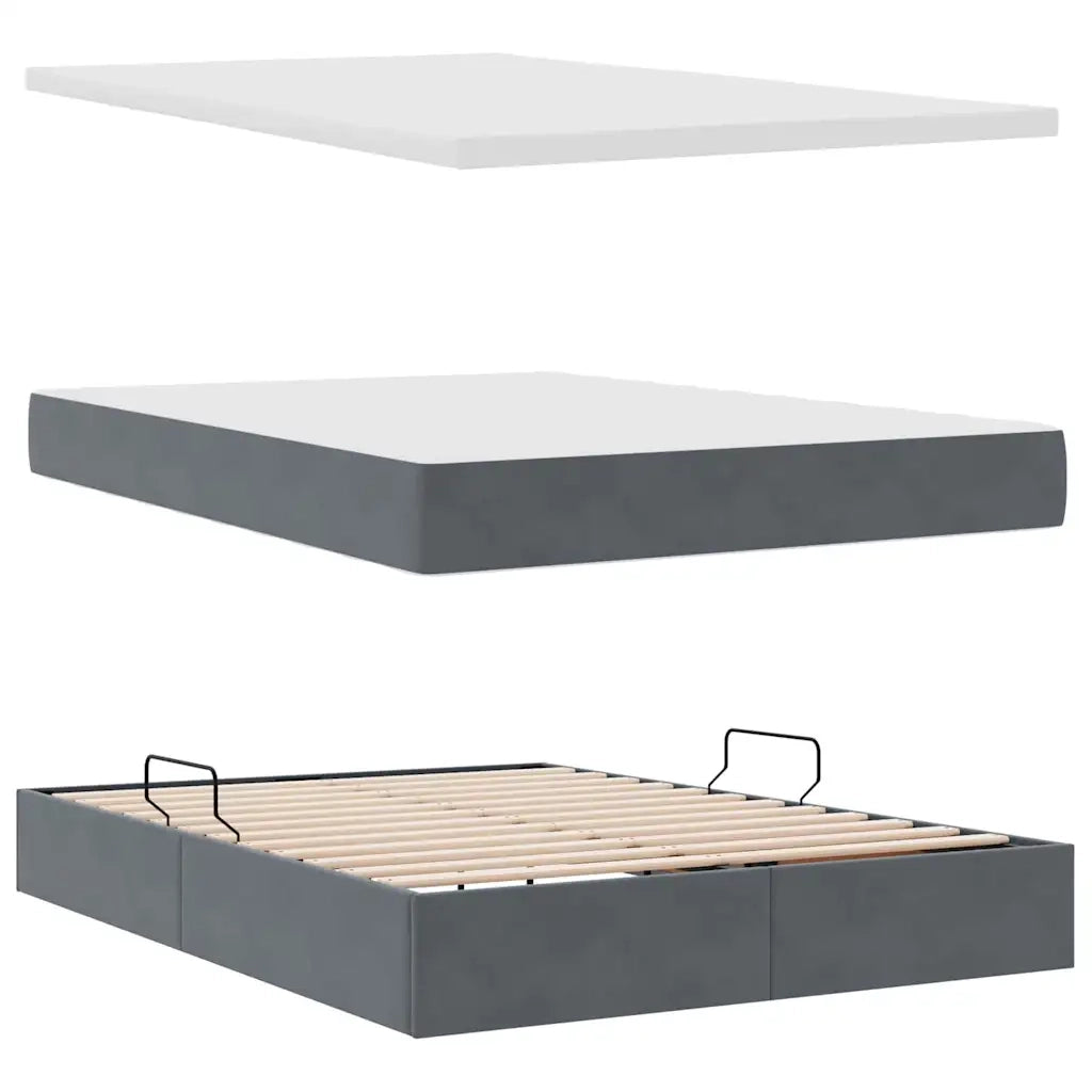 Letto con Contenitore Grigio scuro 140 x 190 cm Velluto 3370816