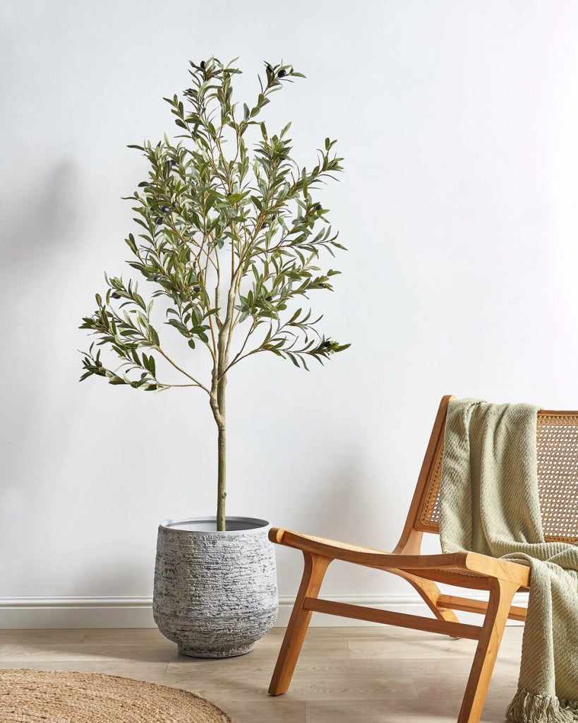 Ulivo artificiale in vaso con vas nero 153 cm pianta da interno ed esterno