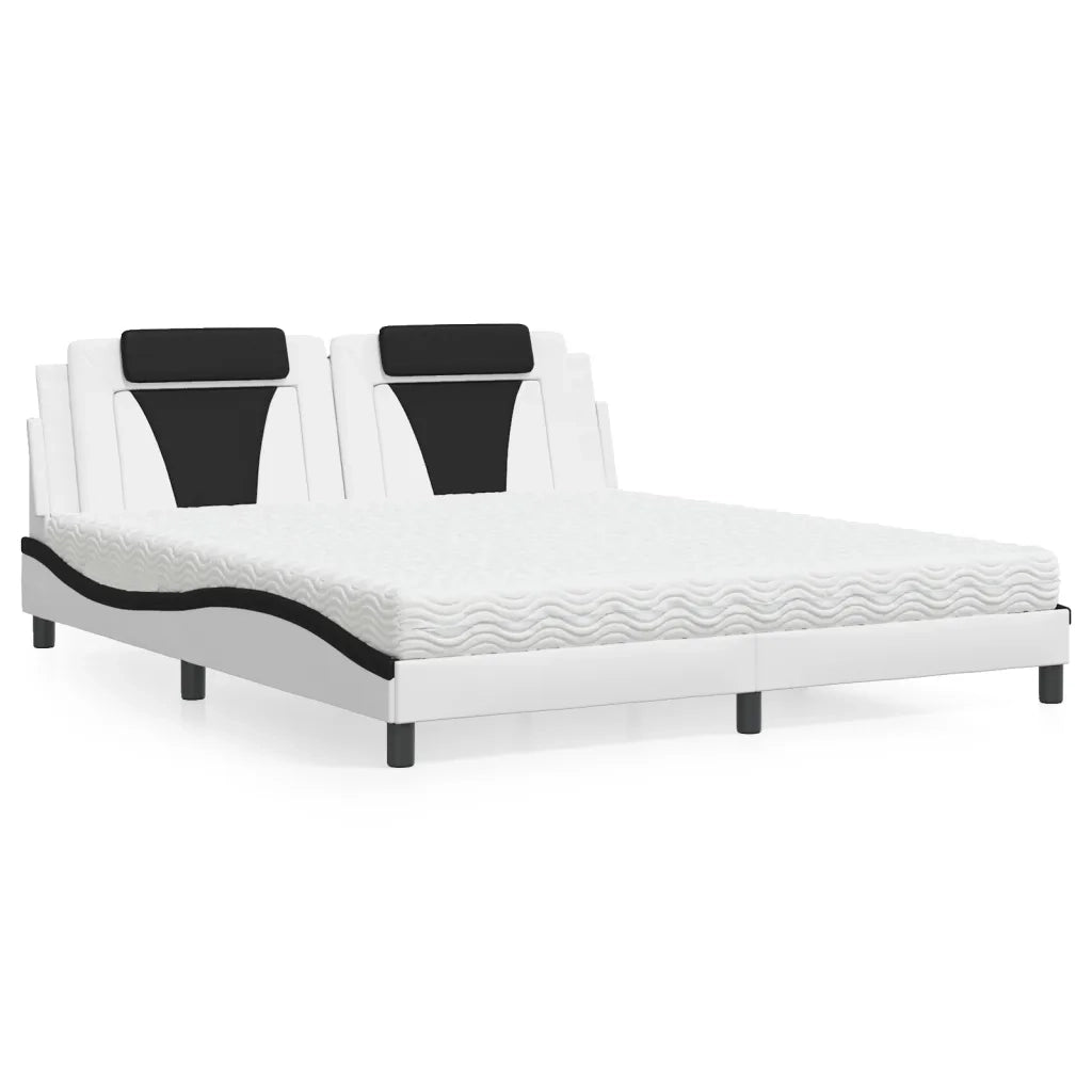 Letto Viana con Materasso Bianco e Nero 180x200cm Similpelle