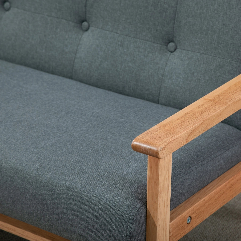 Divano 2 posti ¨C Minimal ¨C Tessuto, Legno, 115 cm, Grigio scuro