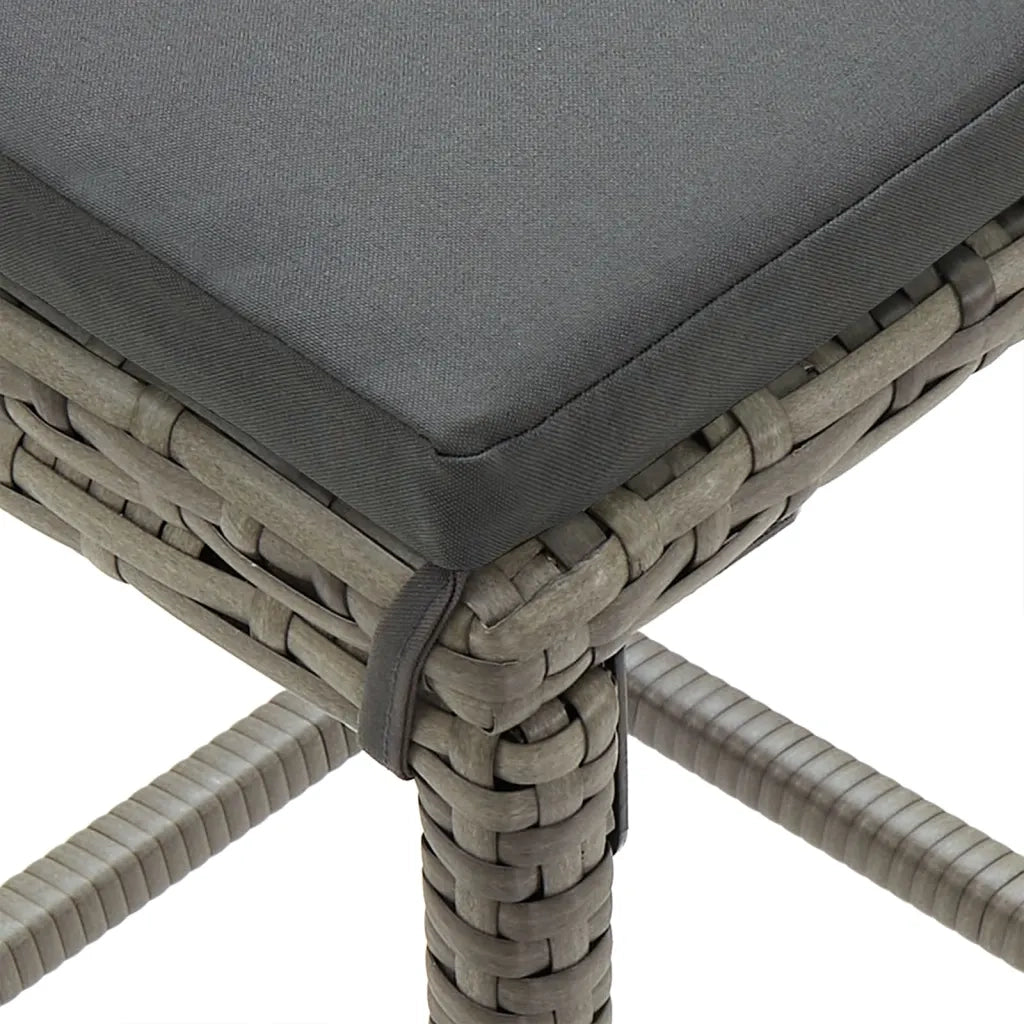 Set Bar Giardino 5pz | Set Salotto da Giardino Grigio Legno Massello Acacia e Polyrattan
