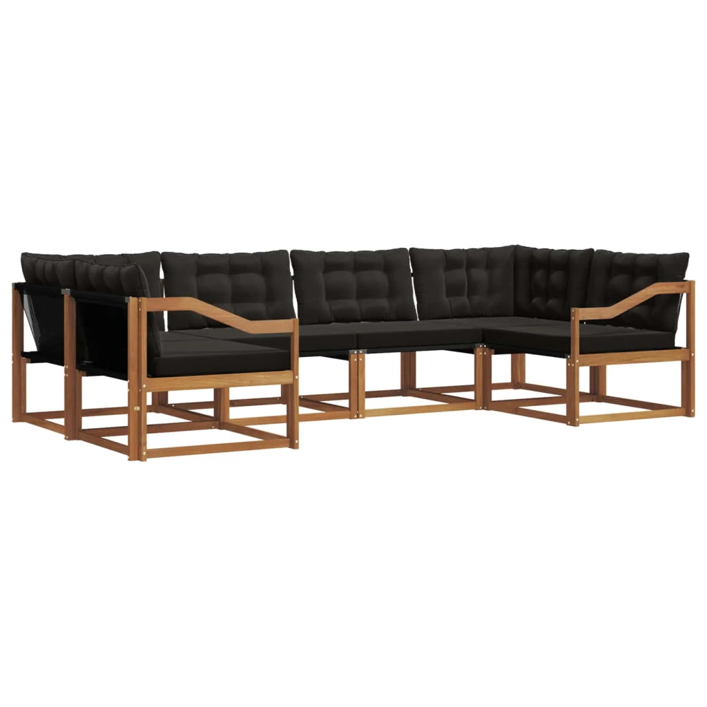 Set di divani da esterno con cuscino 6 pcs Naturale e Nero 3369803