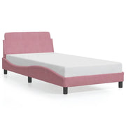 Letto singolo | Letto per adulti | Giroletto con Testiera Dover Rosa 100x200 cm Velluto