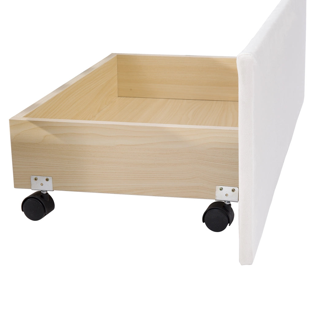 DESMIU Letto matrimoniale 140 × 200 cm 2 posti con 4 cassetti contenitori, senza materasso, in velluto, beige