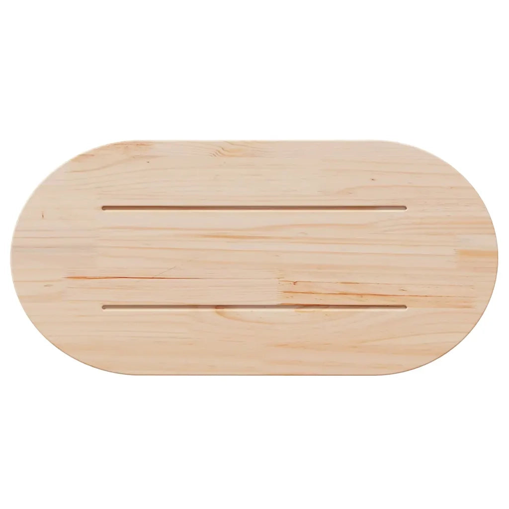 Piano Tavolo Bianco 80x40x2,5cm in Legno Massello di Pino Ovale 824351