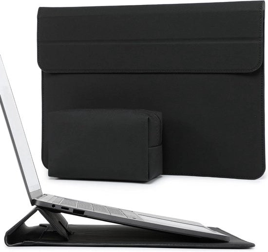 Tas di Protezione per Laptop 15-16 Pollici con Funzione di Appoggio - Protegge Laptop da 15 a 16 Pollici con Supporto - Adatto per Macbook, Surface, XPS - Nero