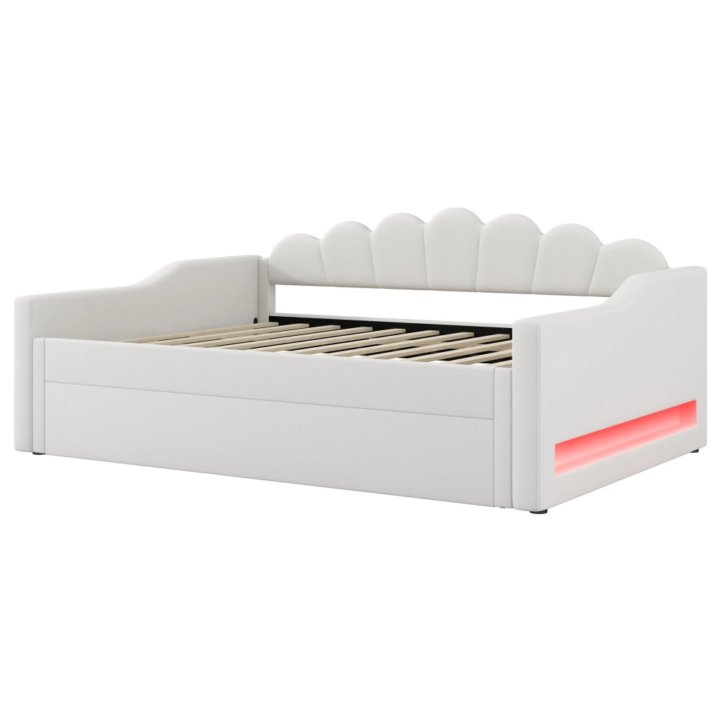 Tagesbett con funzione LED e letto estraibile in MDF impiallacciato e legno compensato 140x200 cm