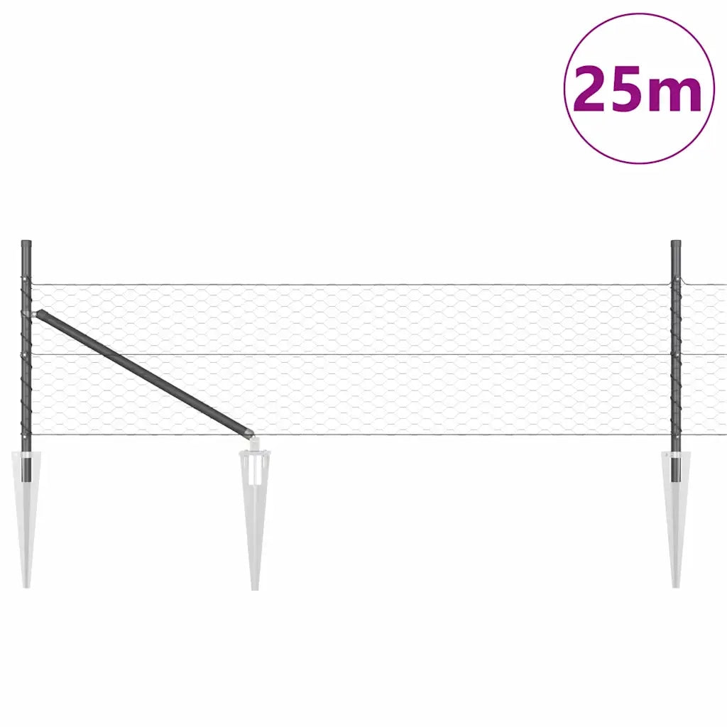Palo della recinzione Grigio 25 x 0,4 m (rete da 36 mm)