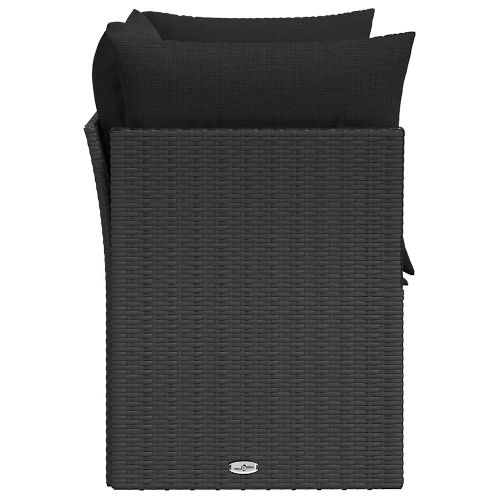 Divano da giardino con cuscini 2 posti nero in polyrattan 365963