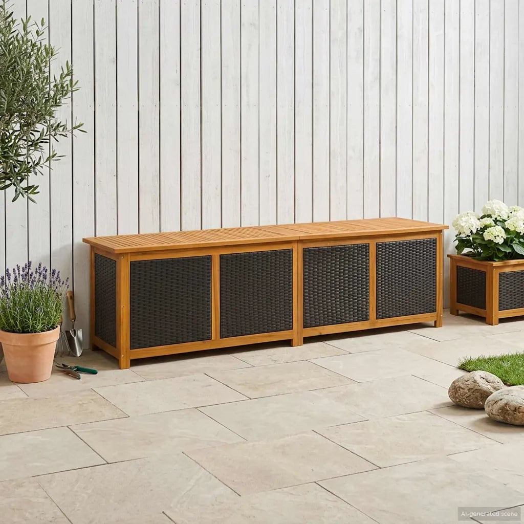 Scatola di Stoccaggio per Giardino 185 L 200 x 50 x 56 cm Nero 42002712