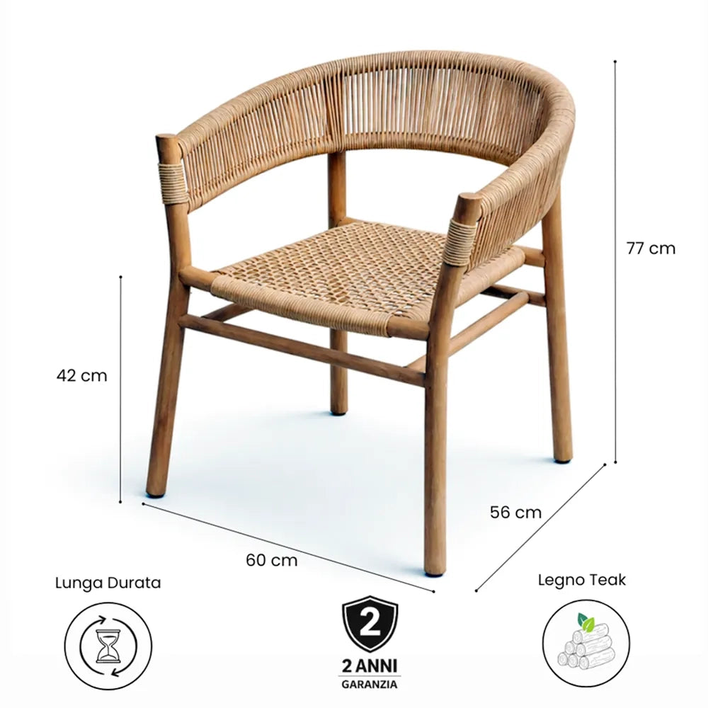 Set 2 Sedie da Giardino in Legno Teak – Aruna