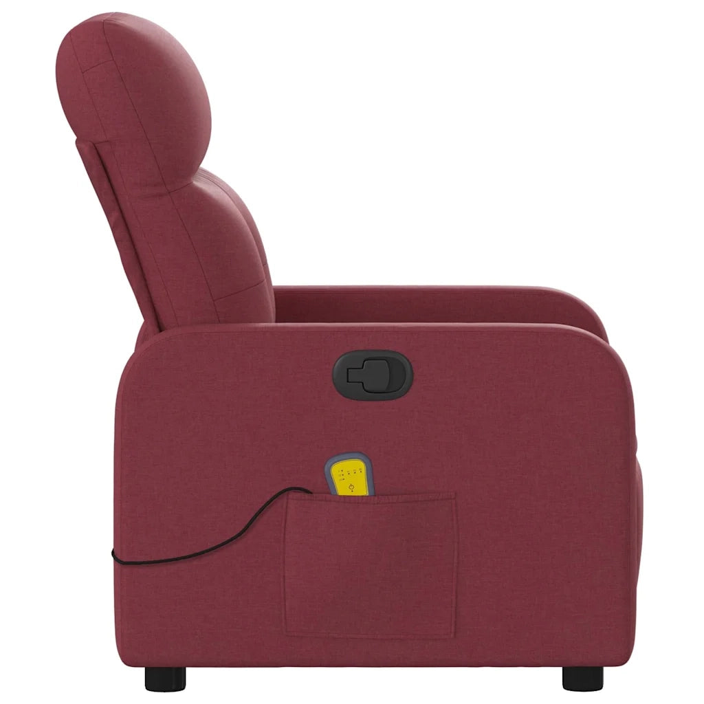 Poltrona Massaggiante Reclinabile Rosso Vino in Tessuto 374209