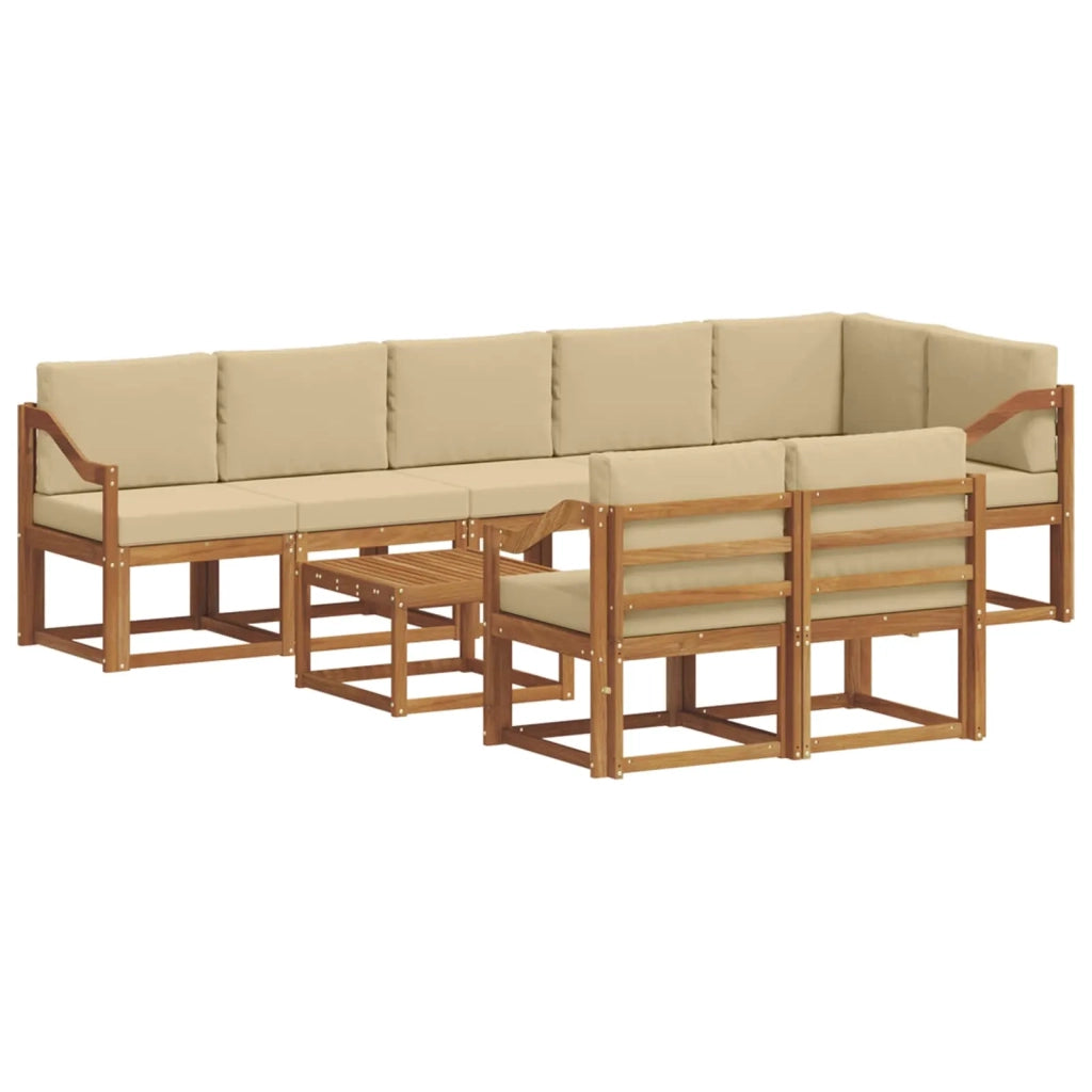Set di divani da esterno con cuscino 9 pcs Naturale e Beige 3366621