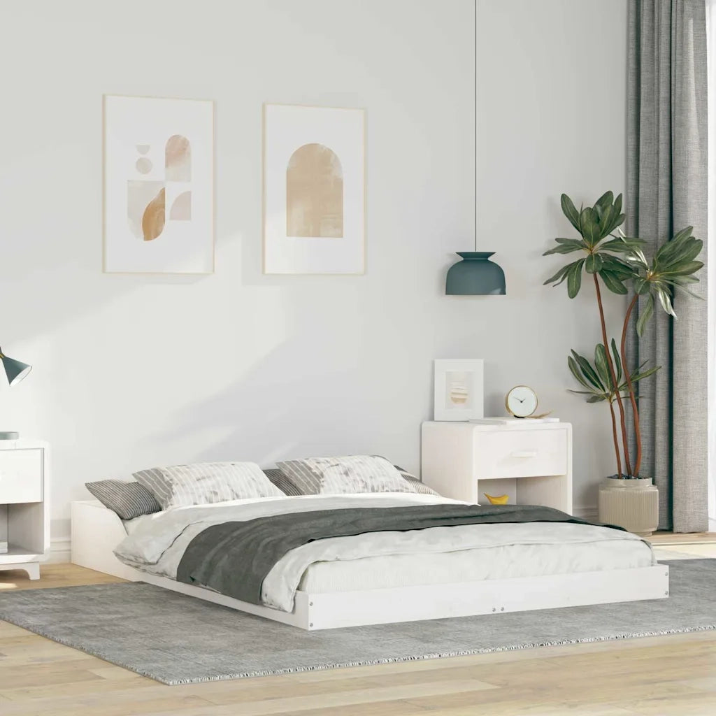 Struttura del letto Bianco 140 x 190 cm Pino massello 873320